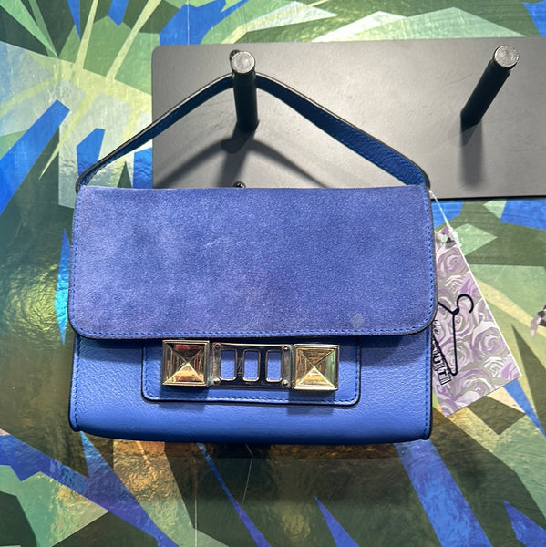 Proenza Schoulder Blue Leather/Suede Wallet on Strap