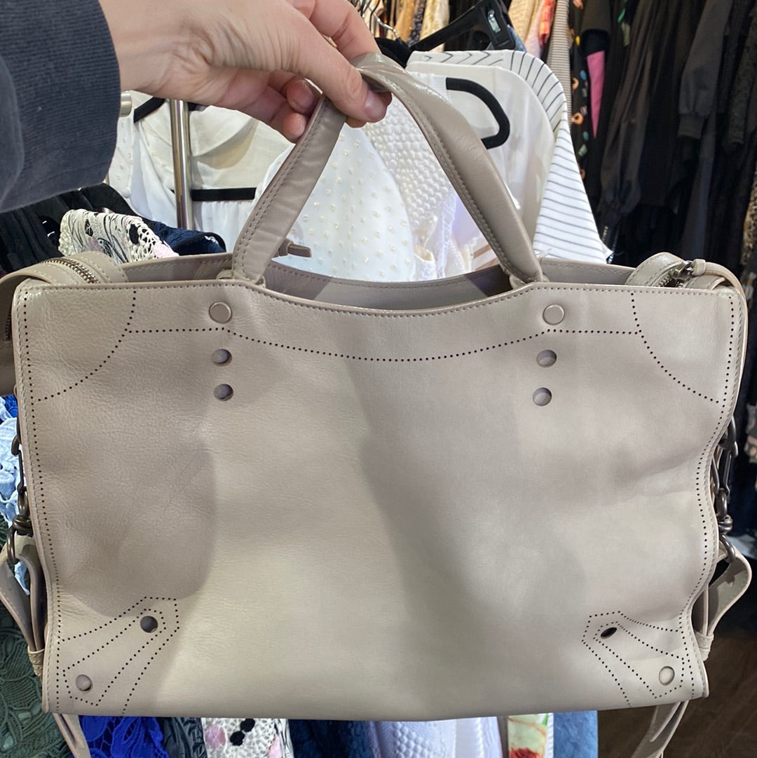 Balenciaga Blackout Beige Leather City Bag