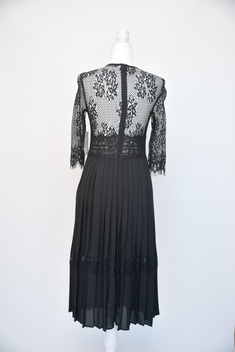 Zara Black Lace Pleated Midi Dress The Hangout Zara Black Lace Pleated Midi Dress The Hangout
