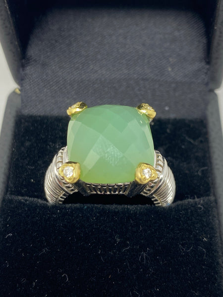 Judith Ripka Ring with Turquoise Stone and Diamonds