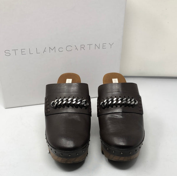 Stella McCartney Brown and Wooden Clog with Silver Chain