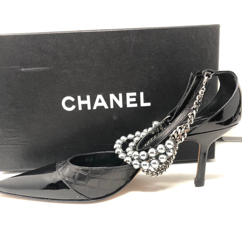 Chanel Shoe with Grey Pearl Anklet