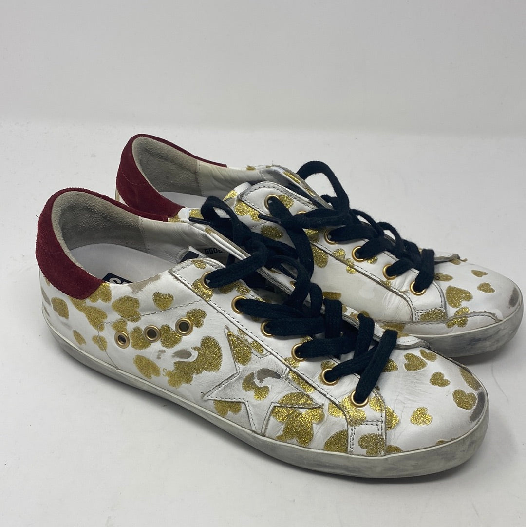 Golden Goose Superstar White Sneaker with Gold Glitter