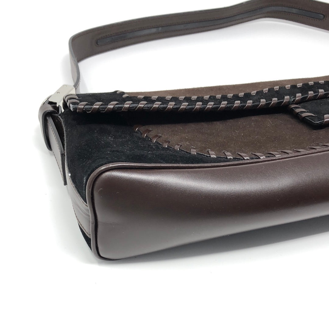 Salvatore Ferragamo Shoulder Bag Suede Black Auth hk1963 | eBay