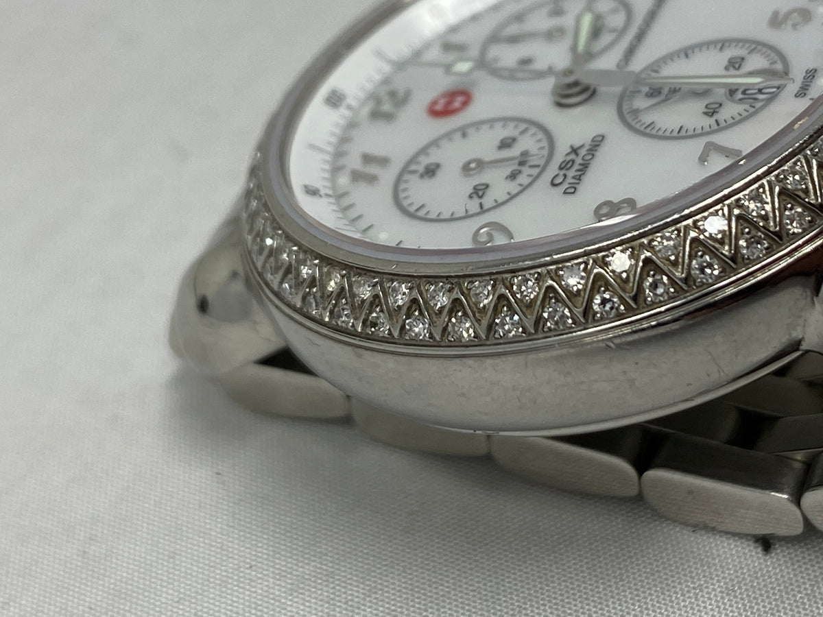 Michele watch round face with online diamonds