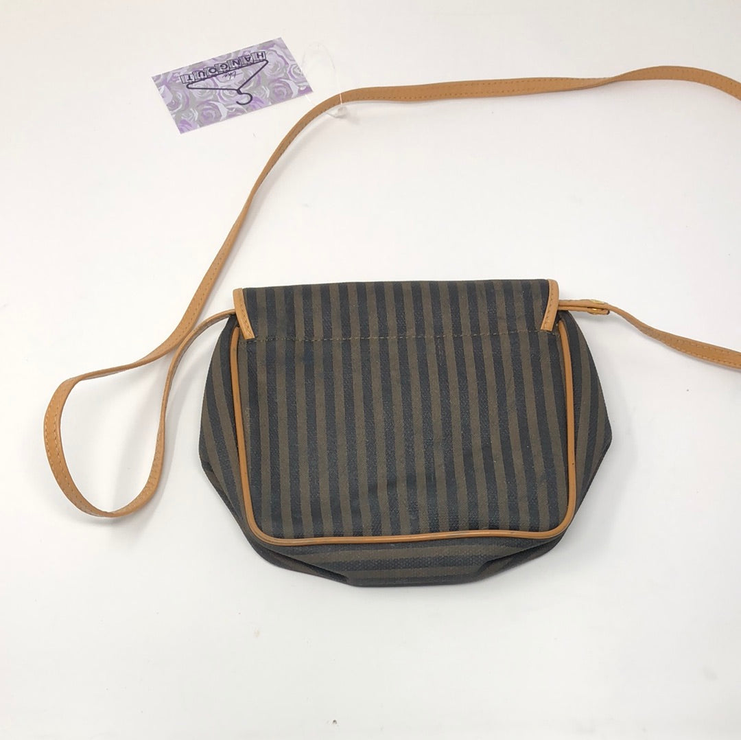 Vintage FENDI Pequin Stripe Vinyl Clutch Flap Hand Bag, EXCELLENT!!!