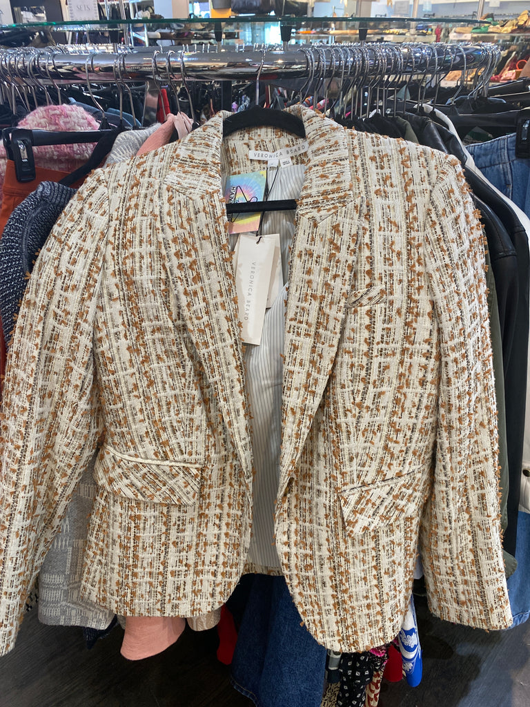 Veronica Beard Ivory Brown and Grey Woven Blazer