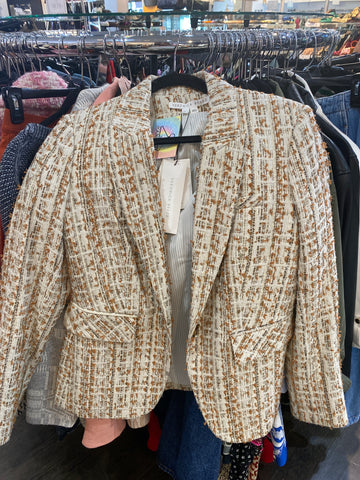 Veronica Beard Ivory Brown and Grey Woven Blazer