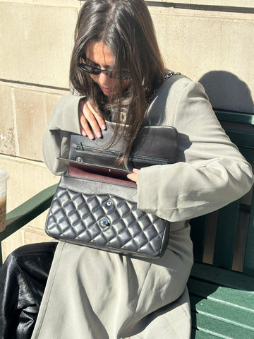 Chanel Classic JUMBO Black Lambskin Double Flap Bag