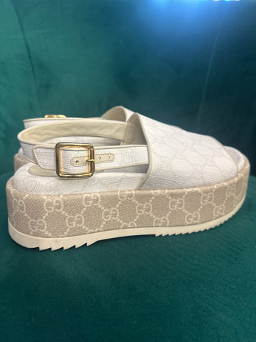 Gucci Platform Coated Canvas GG Supreme Slingback
