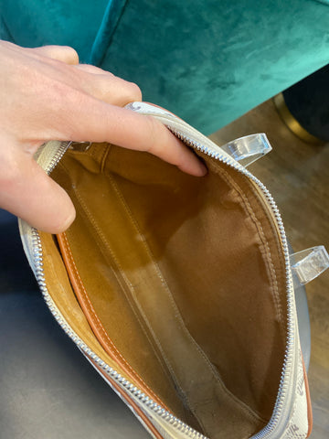 CELINE Cream Leather Medium Messenger Triomphe Logo Crossbody Bag