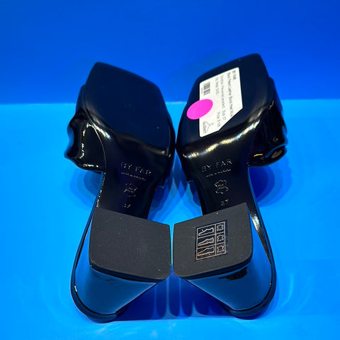 BY FAR Black Patent Leather Block Heel Mule 'LAMAR'