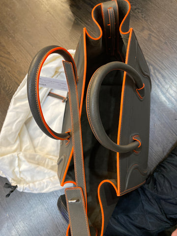 CELINE Grey and Neon Orange Phantom Luggage