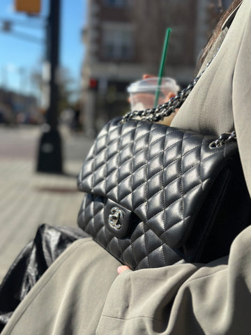 Chanel Classic JUMBO Black Lambskin Double Flap Bag