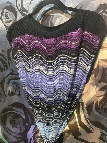 MISSONI Black and Purple's Boat Neck Shift Dress