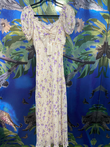 LOVE SHACK FANCY MADARA Lavender Foral Maxi Dress