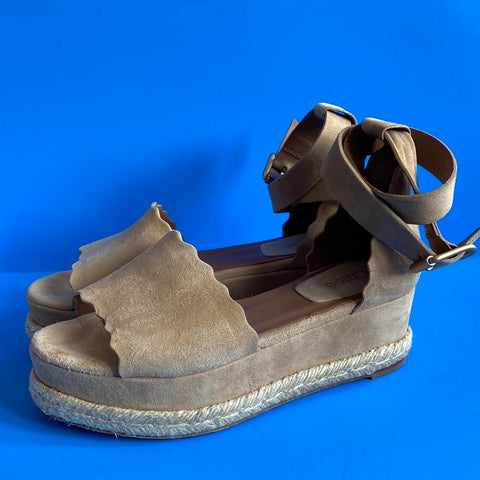 Chloe Tan Suede Platform Espadrille