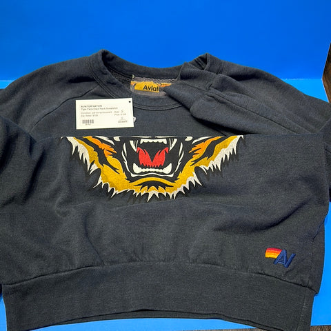 Aviator Nation Tiger Face Crew Neck Sweatshirt