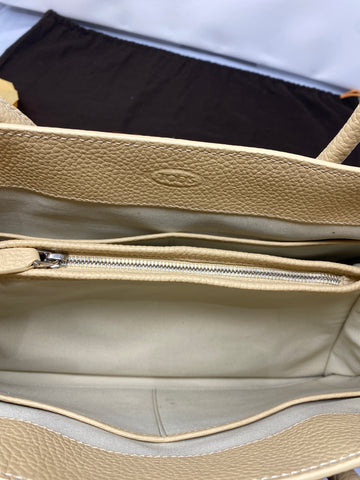 TOD'S Beige Leather Mocassino Tote Bag