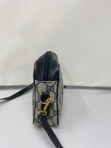 VINTAGE: Gucci Navy Camera Bag with Navy leather Strap