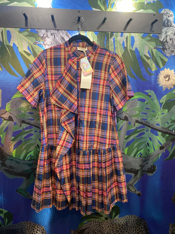 Ulla Johnson Plaid Ruffle Button Down Cotton Dress 'ADALYN'