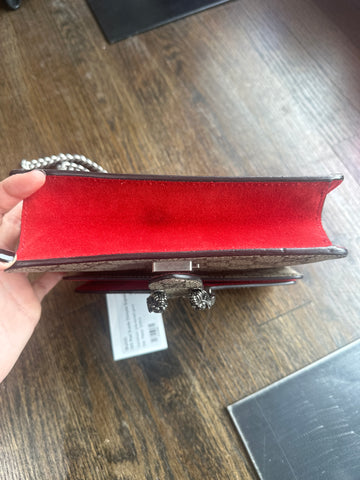 Gucci GG Dionysus Supreme Mini Bag with Red Suede