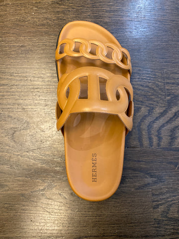 Hermes Cognac EXTRA Leather Two Strap Sandal