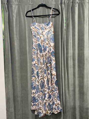 Zimmermann Spaghetti Strap Blue Floral Print Maxi