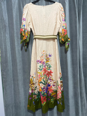 Zimmermann Floral Short Sleeved Maxi Dress V Neck Dress