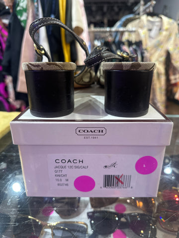 Vintage: COACH Fabric Logo Slingback Block heel Peep Toe