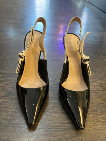 Christian Dior Black Patent Leather J'adior Slingback