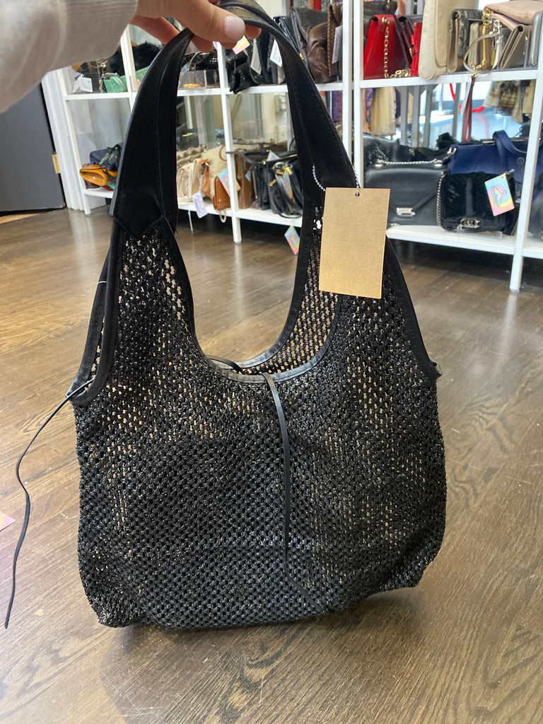 ERIC JAVITS Black Woven Hobo Shoulder Bag with Pouch