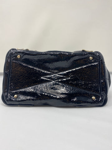 Jimmy Choo Black Patent Leather Top Handle Bag with Gold Hardware