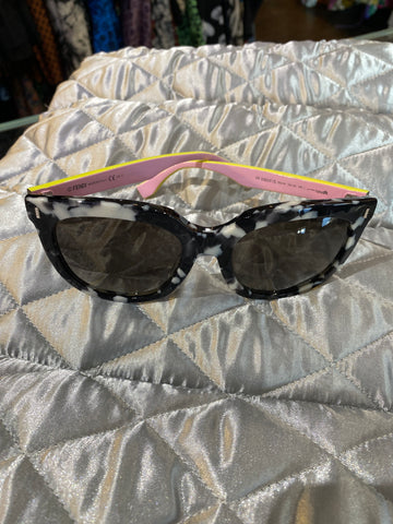FENDI Black and White Marble Plastic Frame 'Havana' Pink, Yellow and White