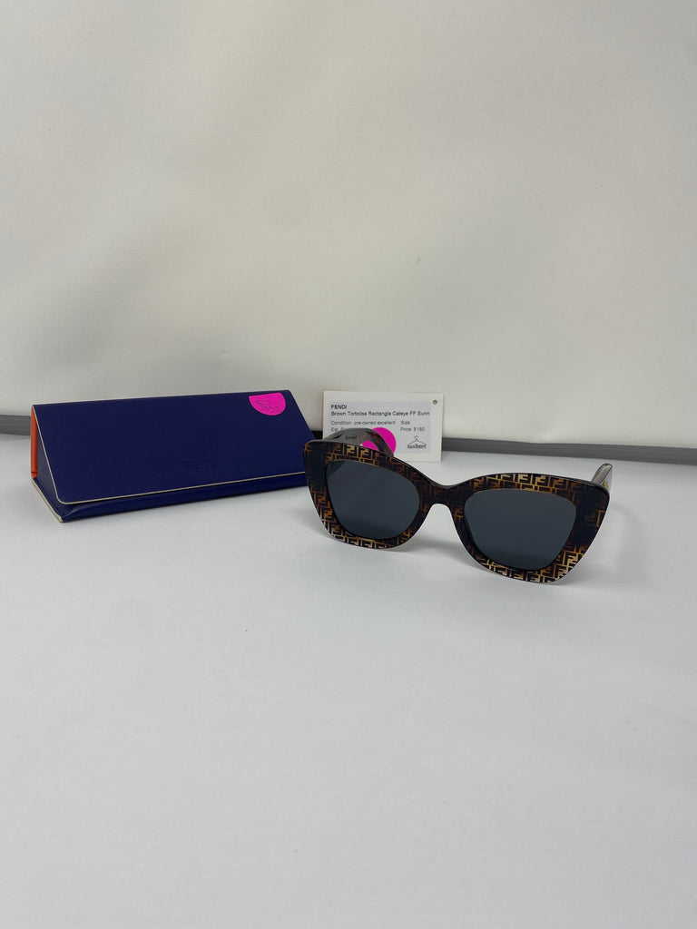 Fendi Brown  Tortoise Rectangle Cateye FF Sunnies