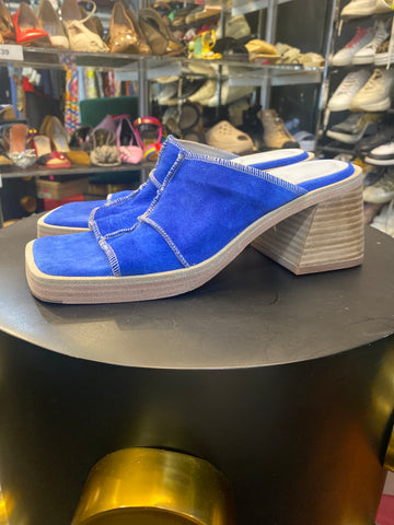 MIISTA Mule Blue Block Heel Sandal