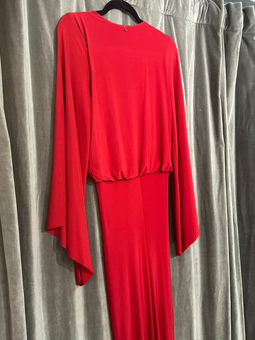 MISA Red 'Slinky' Drapey Twist Maxi Dress