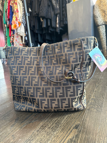 VINTAGE: FENDI FF Fabric Zucchino One Strap Crosssbody Tote