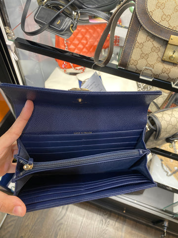 Chanel Navy Boy Flap Gusset Wallet Gold Hardware