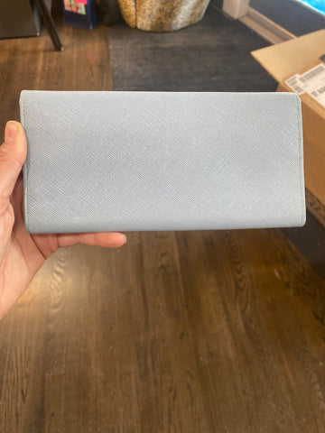 Vintage: Ferragamo Light Blue Wallet with Silver Hardware