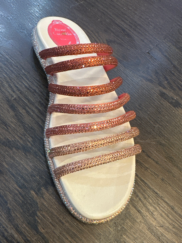 Rene Caovilla Coral Ombre Crystal Strappy Sandal
