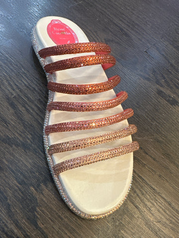 Rene Caovilla Coral Ombre Crystal Strappy Sandal