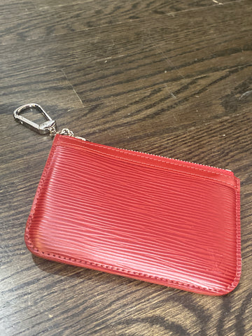 Louis Vuitton Red Epi Leather Keychain Pouch With Silver Hardware