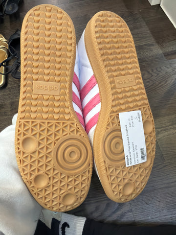 ADIDAS White and Pink Samba Sneakers