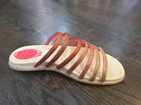 Rene Caovilla Coral Ombre Crystal Strappy Sandal