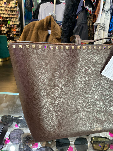 Valentino Chocolate Brown Leather Tote