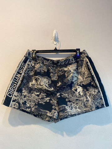 Christian Dior Navy & White Toile de Jouy Print Shorts