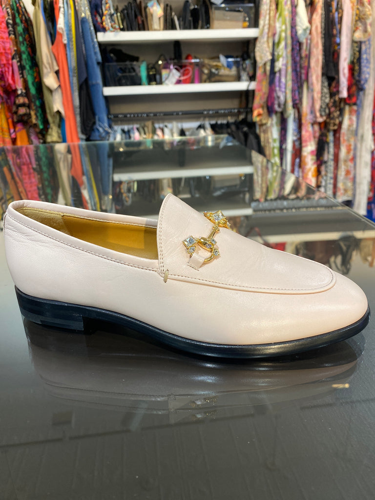 GUCCI Pink Hibiscus Leather Loafer with Crystal Horsebit