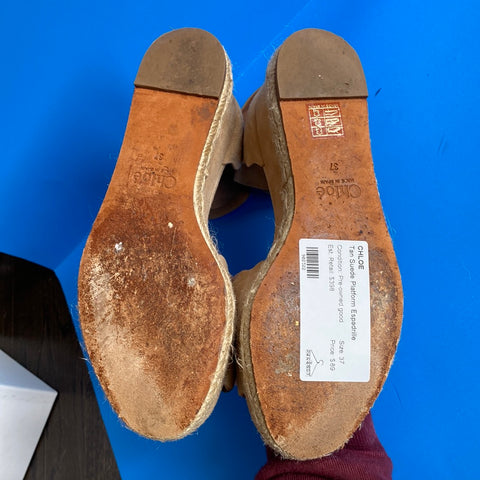 Chloe Tan Suede Platform Espadrille