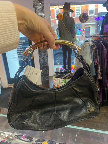 Vintage: Saint Laurent Black Leather Mini Mombasa with Mixed Metal Strap
